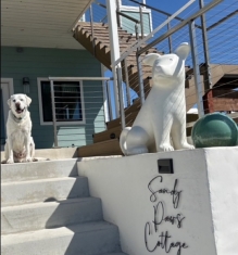 The Greeter in White Instlled - 100 Pounds of Outdoor Indoor Ceramic