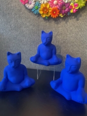 Yves Klein Blue Buddha Cats - Ceramic and painted with Yves Klein Blue Fantastic!!!