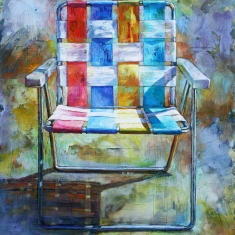 Lawn Chair SOLD - Oil on Canvas 54 x 48 Unframed