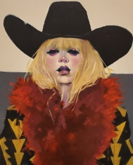 Bougee Cowgirl - Oil on Galley wrapped canvas 24 x 30
