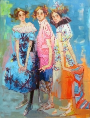 The Triplets - Original Oil and Acrylic on Canvas 48 x 36
