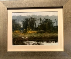 Resting Egrets - Watercolor 10 x 12 Framed