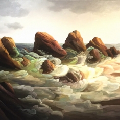 Rocky Shore SOLD - Museum Exhibition August 2015  44 x 68  Oil on Canvas