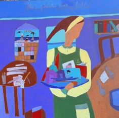 Her Plate Was Full SOLD - Acrylic on Canvas 30 x 30