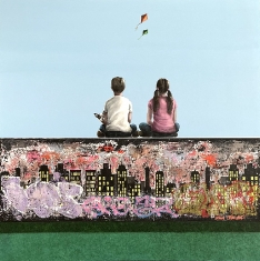 Hurry! Its Lovely Up Here - Mixed Media on Canvas