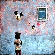 My Hero - Oil and collage on Canvas 40 x 40 