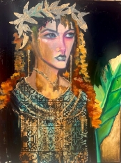 Adorned With Golden Wreath - Oil and Gold Leaf 30 x 40